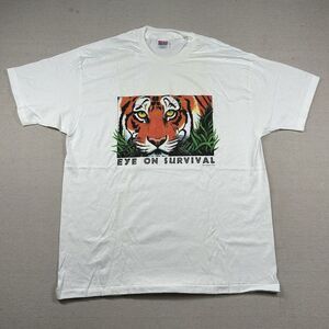Vintage Hanes Tiger Shirt Mens XL Survival‎ Nature Extinction 90s Conservation